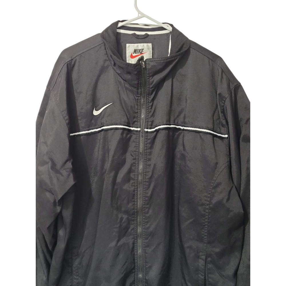 Vintage Nike Jacket Mens L Black White 90s Tag Swoosh Team Sports